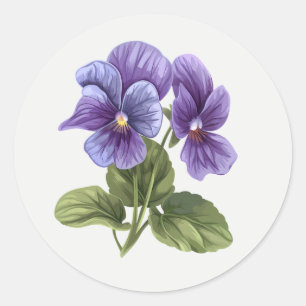 Blauwe Viooltje Tuin Bloem Bloemstuk kunst Ronde Sticker