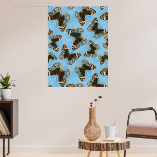 Blauwe viooltjesvlinder patroon poster