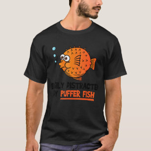 Blauwe vis gemakkelijk verstoord door Puffer Fish T-shirt