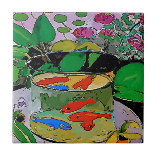 Blauwe vis in de kom tegeltje