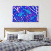 Blauwe vis in zeewier, onderwater kunstpapieren vl canvas afdruk (Insitu (Slaapkamer))