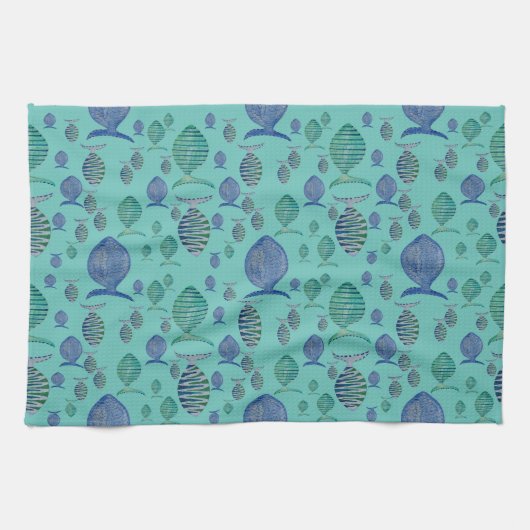 Blauwe vis keukenhanddoek (Horizontaal)