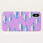 Blauwe vis op lila Case-Mate iPhone case (Achterkant (horizontaal))