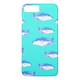 Blauwe vis op turquoise iPhone 8 plus / 7 plus hoesje