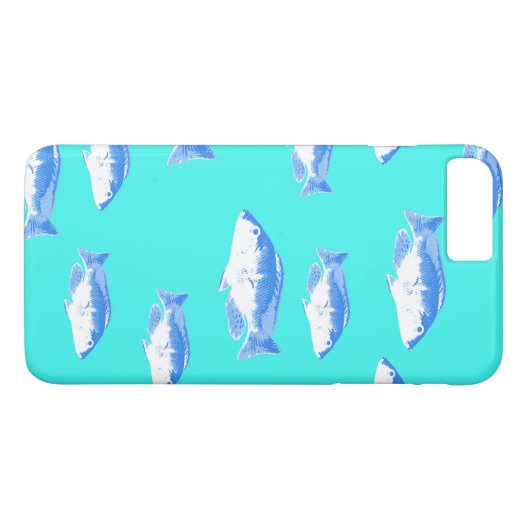 Blauwe vis op turquoise Case-Mate iPhone case (Achterkant (Horizontaal))