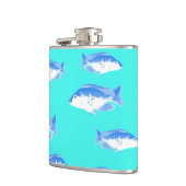 Blauwe vis op turquoise heupfles (Links)