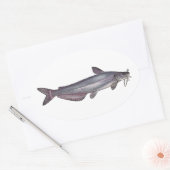 Blauwe vis ovale sticker (Envelop)