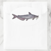 Blauwe vis ovale sticker (Tas)