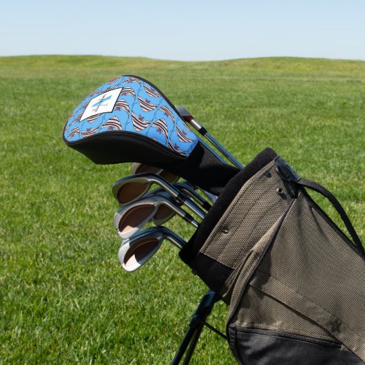Blauwe vis patroon monogram golfheadcover (Insitu)