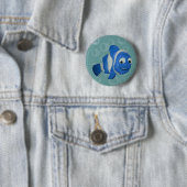 Blauwe vis ronde button 5,7 cm (In situ)