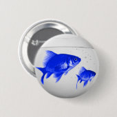Blauwe vis ronde button 5,7 cm (Voorkant /achterkant)