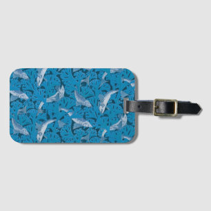 Blauwe Vis & Zeewier: Art Nouveau Nautisch Bagagelabel