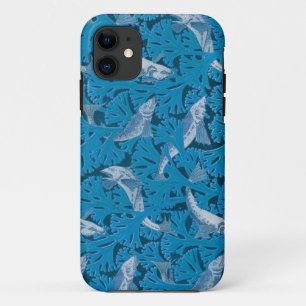 Blauwe Vis & Zeewier: Art Nouveau Nautisch iPhone 11 Hoesje