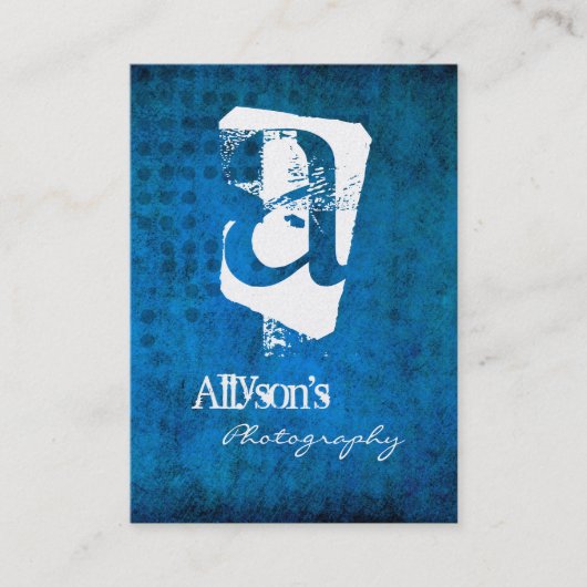 Blauwe Visitekaartjes met achtergrondmonogram (Voorkant)