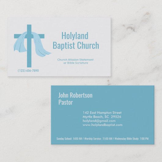 Blauwe Visitekaartjes van de Kerk (Voorkant / Achterkant)