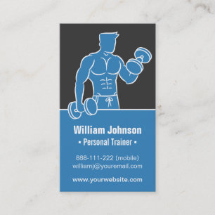Blauwe Visitekaartjes voor Bodybuilding Fitness Tr