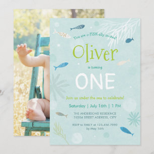 Blauwe viskaart voor kinderen op zaterdag kaart