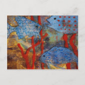 Blauwe visschool briefkaart (Voorkant)