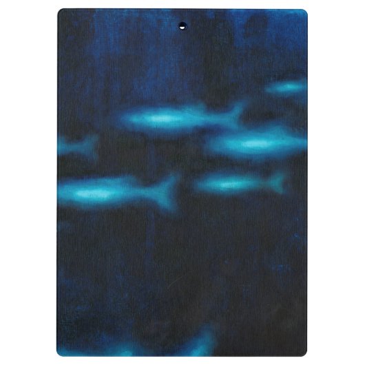 Blauwe vissilhouettes klembord (Achterkant)