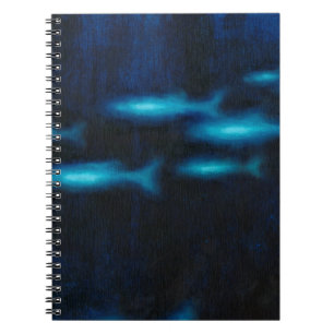 Blauwe vissilhouettes notitieboek