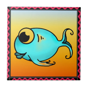 Blauwe visstapel tegeltje