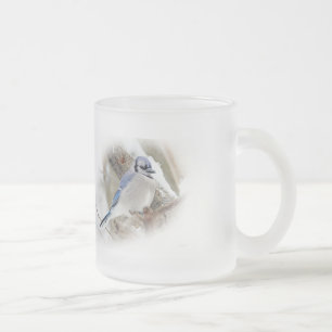 Blauwe Vlaamse gaai in de Sneeuw van de Winter Matglas Koffiemok