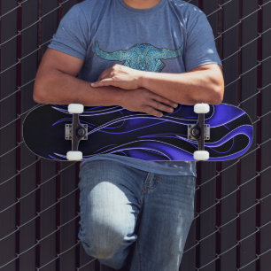Blauwe vlameskarton skateboard