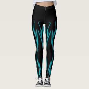 Blauwe Vlammen met Zwart Leggings