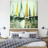 Blauwe vlasgeel en grijze nagels op stilstaand wat canvas afdruk (Insitu (Slaapkamer))