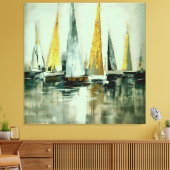 Blauwe vlasgeel en grijze nagels op stilstaand wat canvas afdruk (Insitu (Woonkamer))