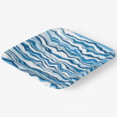 Blauwe vlekvormig marmer-kleuringsstreep papieren bordje (Gebogen)