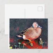 Blauwe vleugel blauwgroen briefkaart (Voorkant / Achterkant)