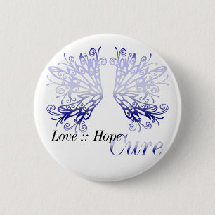 Blauwe vleugels : Love Hope Cure Rheumatoid Artrit Ronde Button 5,7 Cm