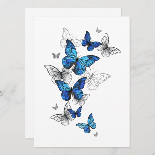 Blauwe Vliegende Vlinders Morpho Advieskaart (Voorkant / Achterkant)