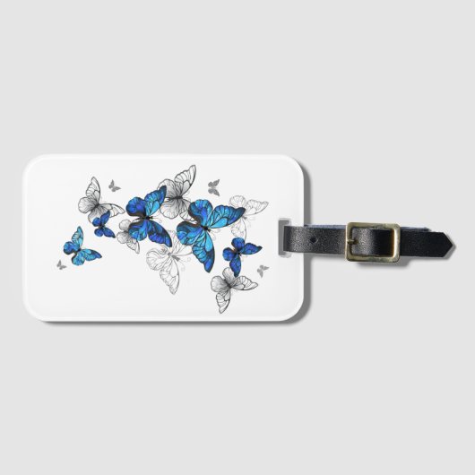 Blauwe Vliegende Vlinders Morpho Bagagelabel (Voorkant (horizontaal))
