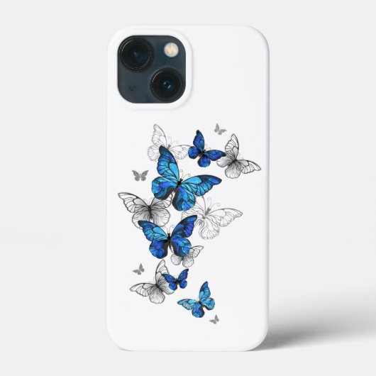 Blauwe Vliegende Vlinders Morpho Case-Mate iPhone Case (Achterkant)