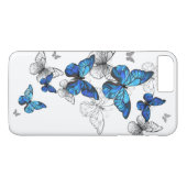 Blauwe Vliegende Vlinders Morpho Case-Mate iPhone Case (Achterkant (Horizontaal))