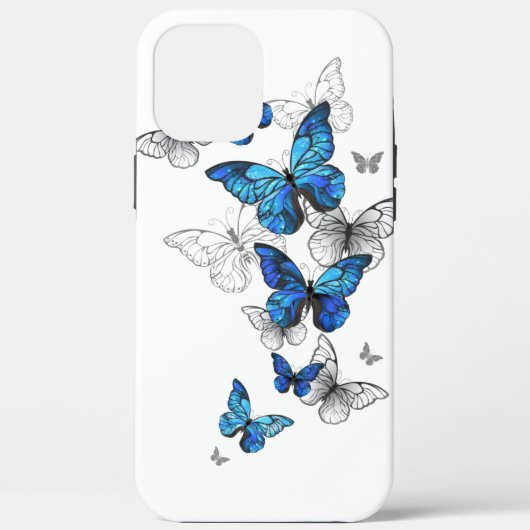 Blauwe Vliegende Vlinders Morpho Case-Mate iPhone Case (Achterkant)
