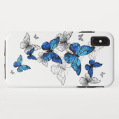 Blauwe Vliegende Vlinders Morpho Case-Mate iPhone Case (Achterkant (horizontaal))