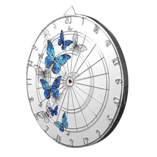 Blauwe Vliegende Vlinders Morpho Dartbord (Voorkant Rechts)