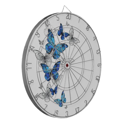 Blauwe Vliegende Vlinders Morpho Dartbord (Voorkant Links)