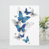 Blauwe Vliegende Vlinders Morpho Kaart (Staand voorkant)