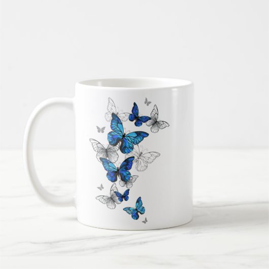 Blauwe Vliegende Vlinders Morpho Koffiemok (Links)