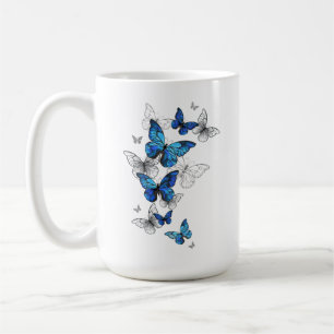 Blauwe Vliegende Vlinders Morpho Koffiemok
