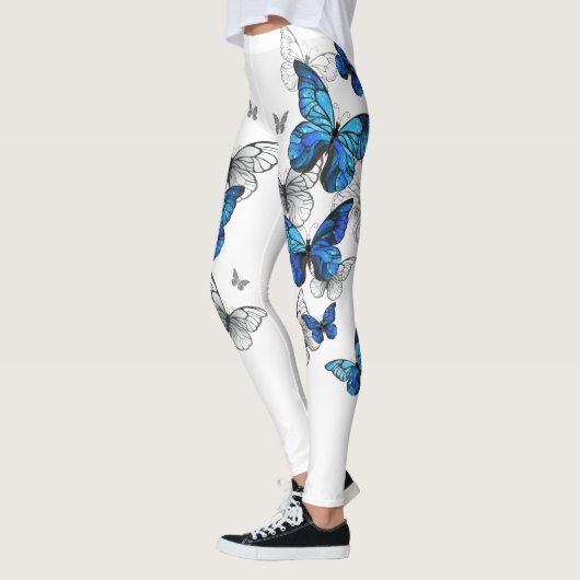 Blauwe Vliegende Vlinders Morpho Leggings (Links)
