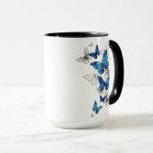 Blauwe Vliegende Vlinders Morpho Mok (Voorkant rechts)