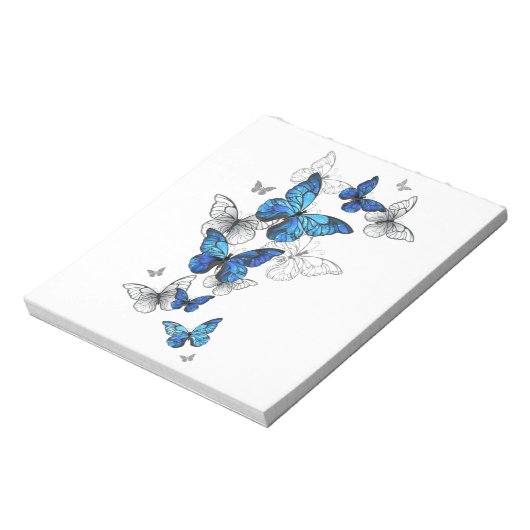 Blauwe Vliegende Vlinders Morpho Notitieblok (Gedraaid)