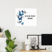 Blauwe Vliegende Vlinders Morpho Poster (Thuiskantoor)