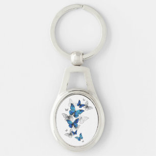 Blauwe Vliegende Vlinders Morpho Sleutelhanger