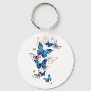Blauwe Vliegende Vlinders Morpho Sleutelhanger